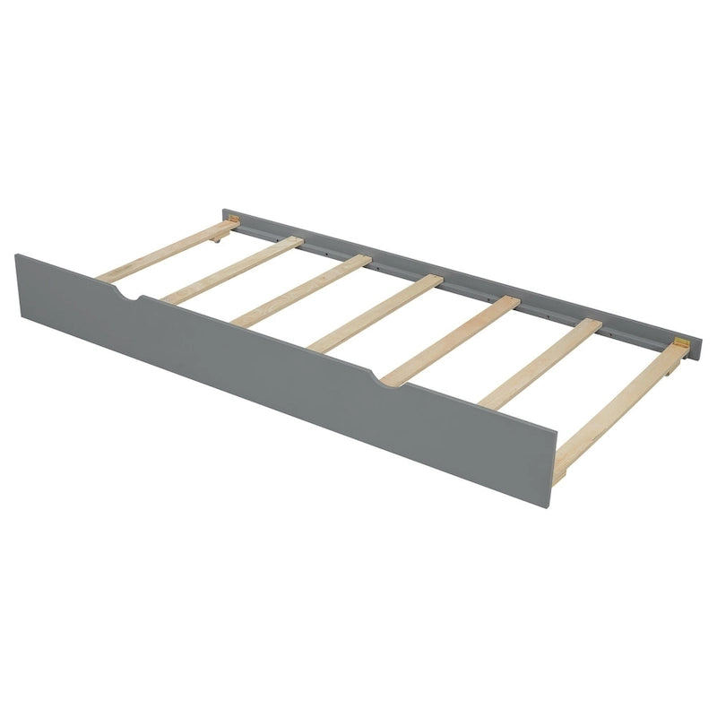 Lit de jour moderne avec rangement intégré, cadre en bois, lit plateforme, lit gigogne, tête de lit rembourrée et étagères. Sommier non requis.