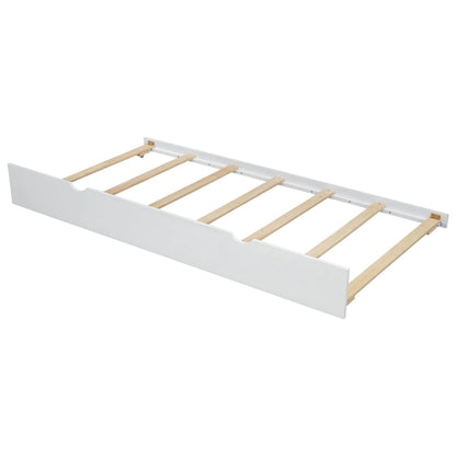 Lit de jour moderne avec rangement intégré, cadre en bois, lit plateforme, lit gigogne, tête de lit rembourrée et étagères. Sommier non requis.