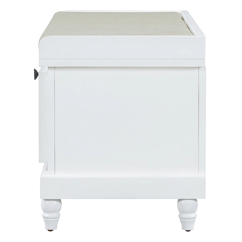 Banc à chaussures classique cannelé avec coussin et 3 tiroirs