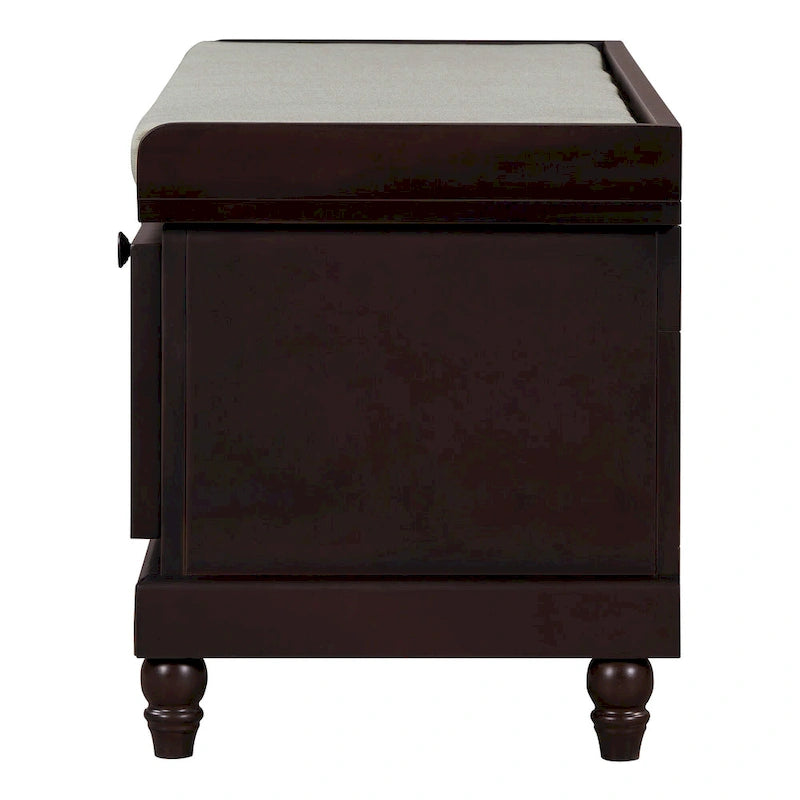Banc à chaussures classique cannelé avec coussin et 3 tiroirs