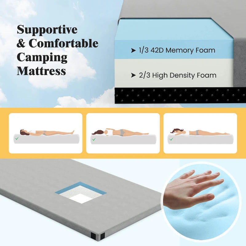 Matelas de camping Goplus en mousse à mémoire de forme avec sac de transport antidérapant - Voir les détails
