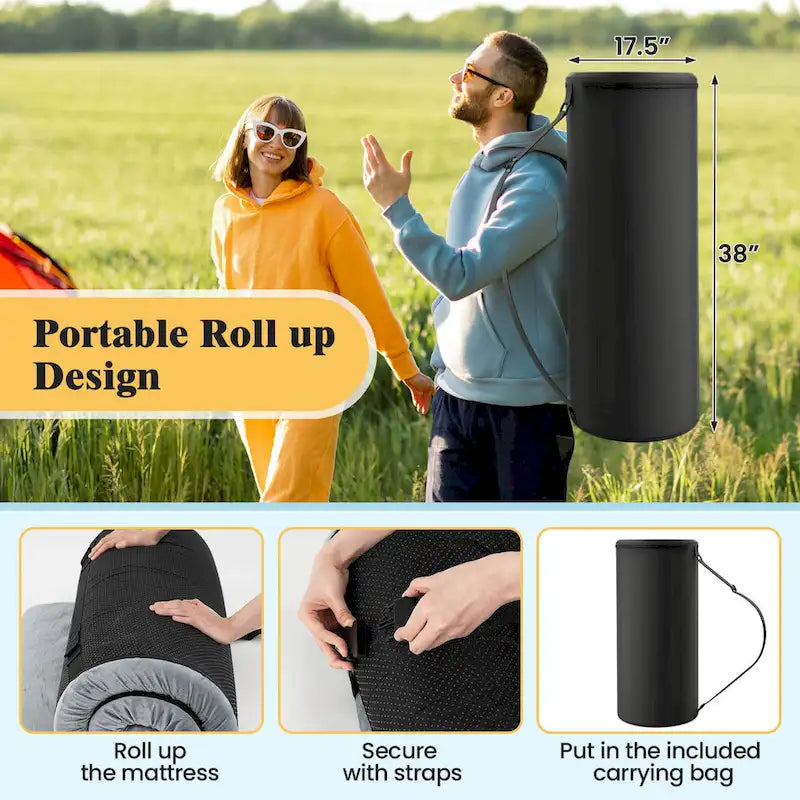 Matelas de camping Goplus en mousse à mémoire de forme avec sac de transport antidérapant - Voir les détails
