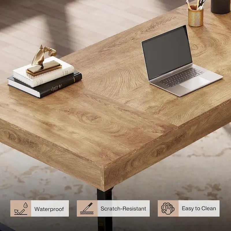 Bureau de direction industriel de 55 pouces, bureau rustique et simple pour ordinateur portable avec pieds en métal robustes