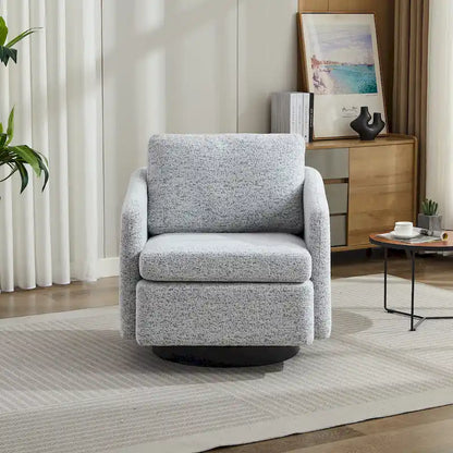 Fauteuil pivotant rembourré en chenille pour salon