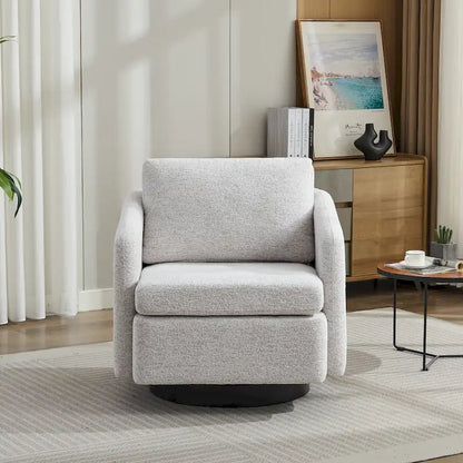 Fauteuil pivotant rembourré en chenille pour salon
