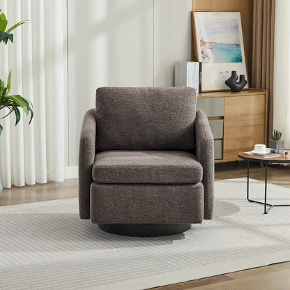 Fauteuil pivotant rembourré en chenille pour salon