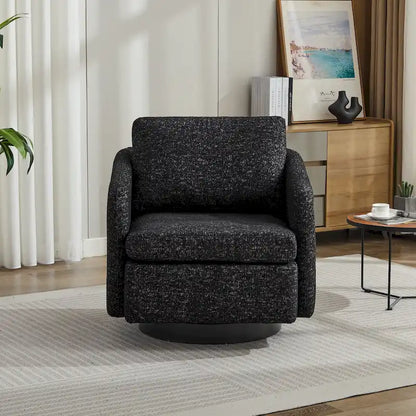 Fauteuil pivotant rembourré en chenille pour salon