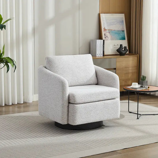 Fauteuil pivotant rembourré en chenille pour salon