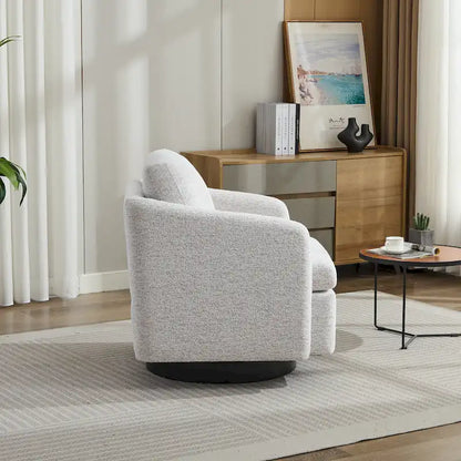 Fauteuil pivotant rembourré en chenille pour salon