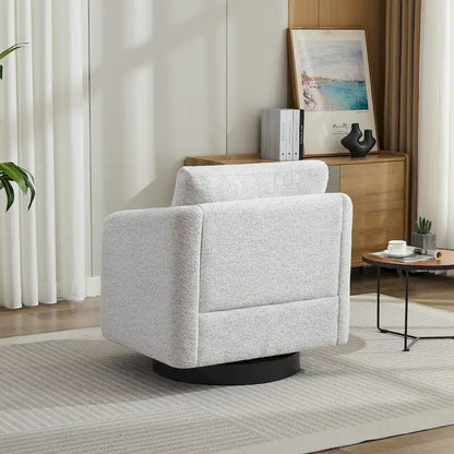 Fauteuil pivotant rembourré en chenille pour salon