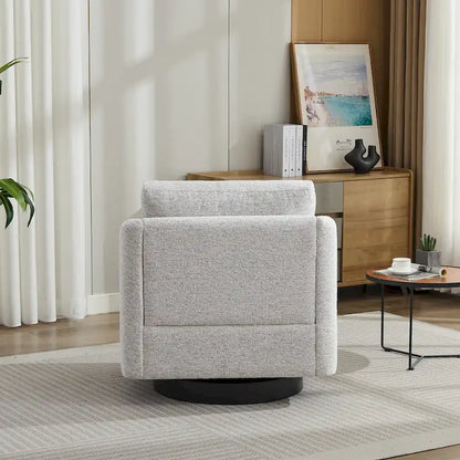 Fauteuil pivotant rembourré en chenille pour salon