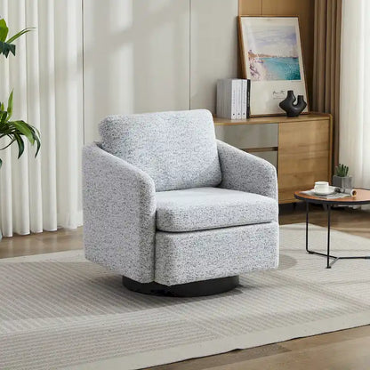 Fauteuil pivotant rembourré en chenille pour salon