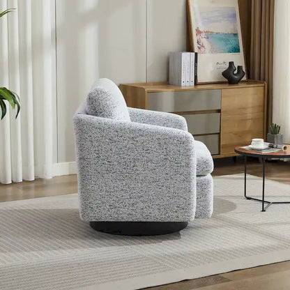 Fauteuil pivotant rembourré en chenille pour salon