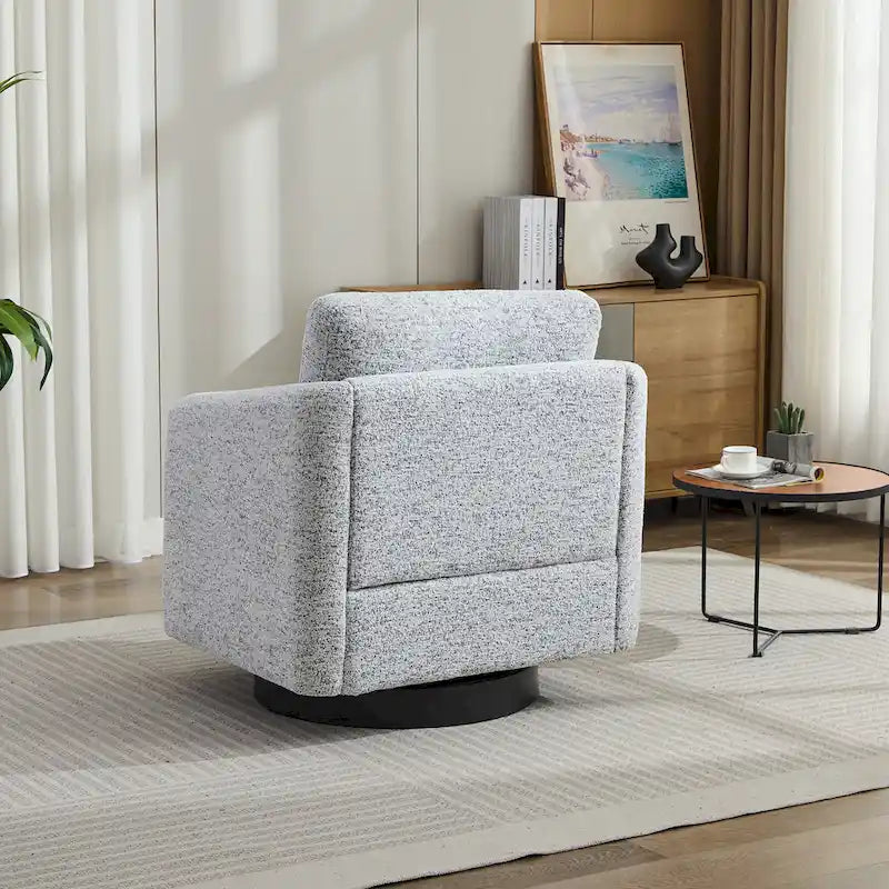 Fauteuil pivotant rembourré en chenille pour salon