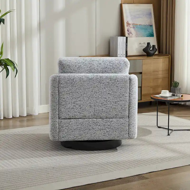Fauteuil pivotant rembourré en chenille pour salon