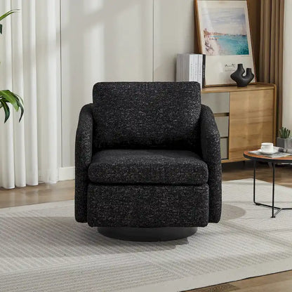 Fauteuil pivotant rembourré en chenille pour salon