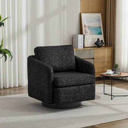 Fauteuil pivotant rembourré en chenille pour salon