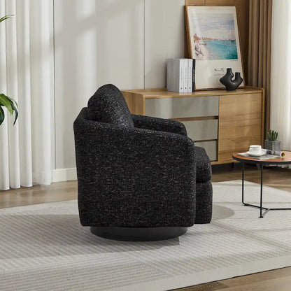 Fauteuil pivotant rembourré en chenille pour salon