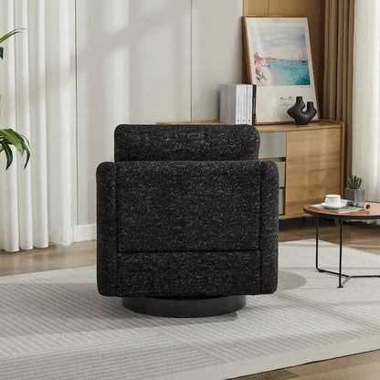 Fauteuil pivotant rembourré en chenille pour salon