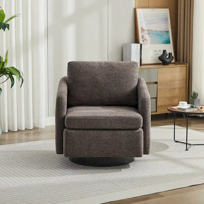 Fauteuil pivotant rembourré en chenille pour salon