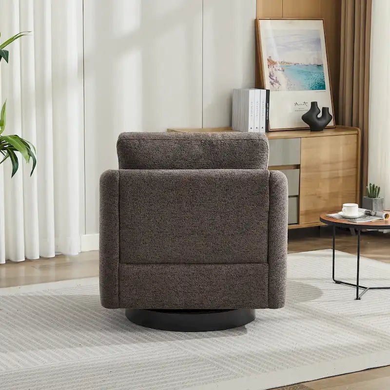 Fauteuil pivotant rembourré en chenille pour salon