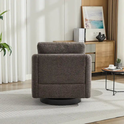 Fauteuil pivotant rembourré en chenille pour salon