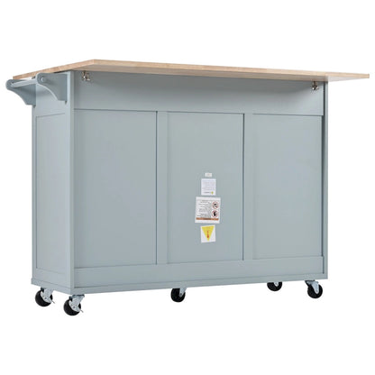 Îlot de cuisine avec plan de travail pliable, chariot de rangement avec étagère coulissante, porte-serviettes et tiroir, roulettes