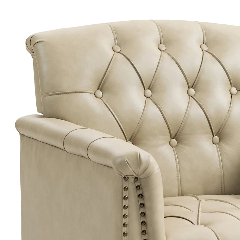 Fauteuil d'appoint capitonné en cuir PU avec garniture cloutée