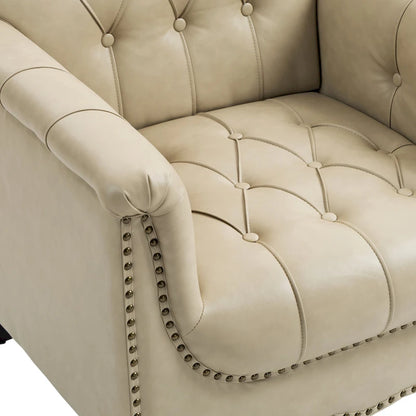 Fauteuil d'appoint capitonné en cuir PU avec garniture cloutée