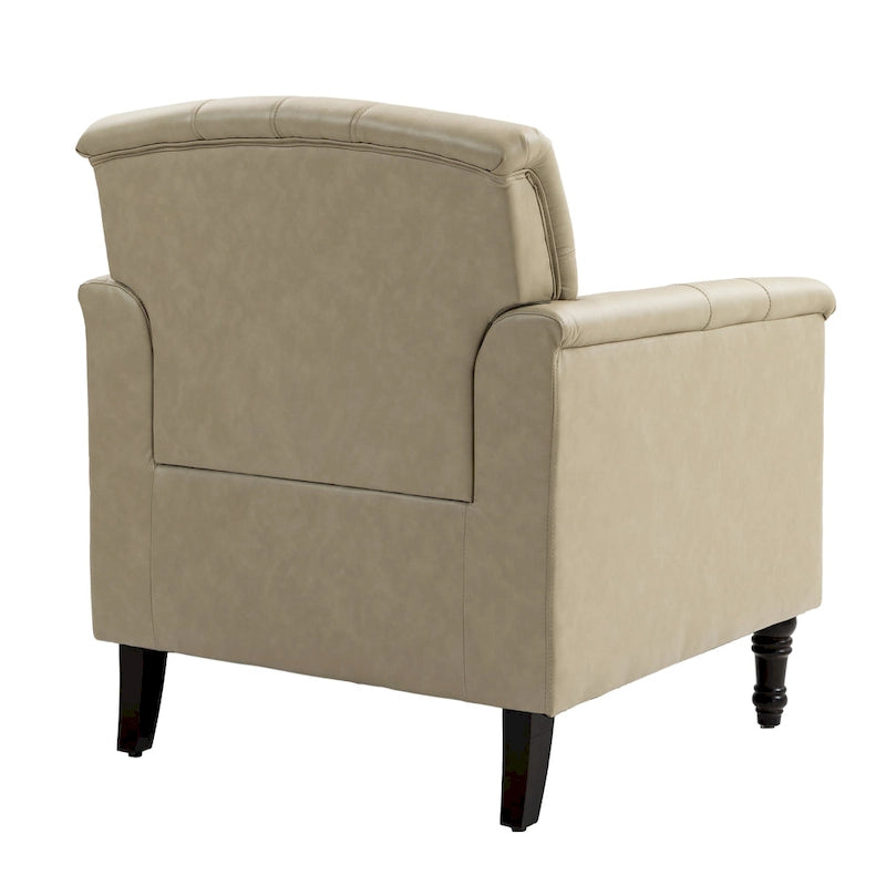 Fauteuil d'appoint capitonné en cuir PU avec garniture cloutée