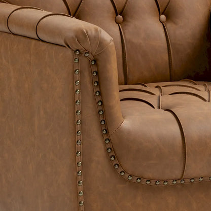 Fauteuil d'appoint capitonné en cuir PU avec garniture cloutée