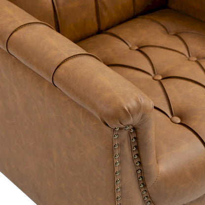 Fauteuil d'appoint capitonné en cuir PU avec garniture cloutée