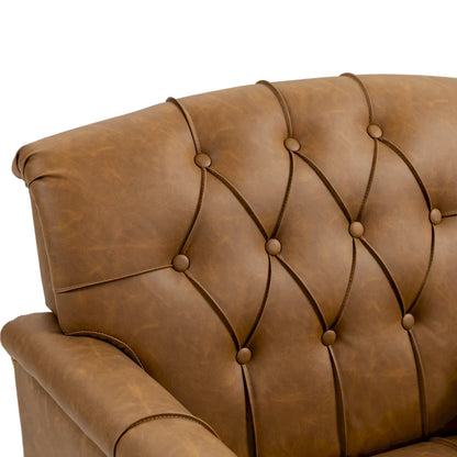 Fauteuil d'appoint capitonné en cuir PU avec garniture cloutée