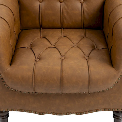 Fauteuil d'appoint capitonné en cuir PU avec garniture cloutée