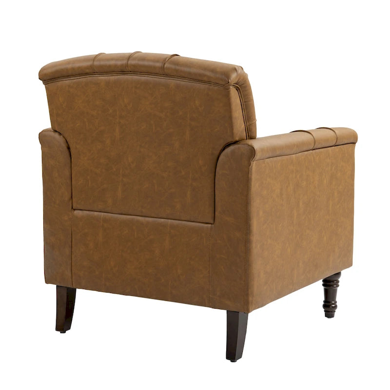 Fauteuil d'appoint capitonné en cuir PU avec garniture cloutée