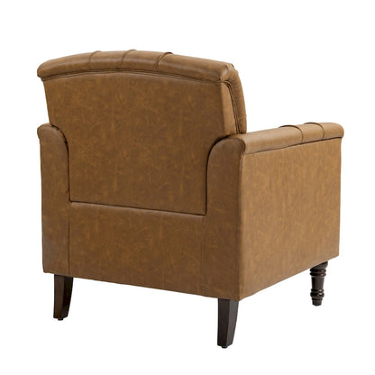 Fauteuil d'appoint capitonné en cuir PU avec garniture cloutée