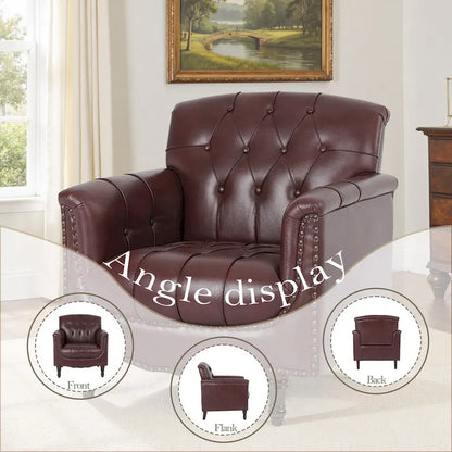 Fauteuil d'appoint capitonné en cuir PU avec garniture cloutée