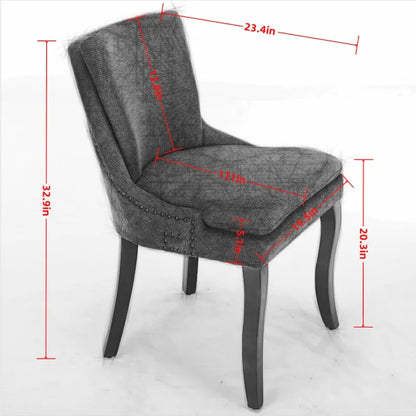 Ensemble de 2 chaises de salle à manger modernes, chaises de salle à manger rembourrées en chenille, chaises de détente d'appoint pour salon avec pieds incurvés en bois massif