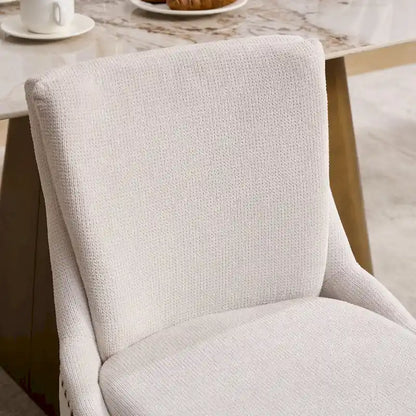 Ensemble de 2 chaises de salle à manger modernes, chaises de salle à manger rembourrées en chenille, chaises de détente d'appoint pour salon avec pieds incurvés en bois massif