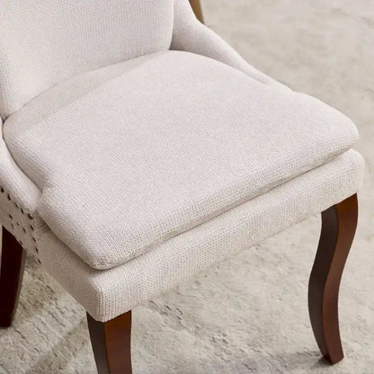 Ensemble de 2 chaises de salle à manger modernes, chaises de salle à manger rembourrées en chenille, chaises de détente d'appoint pour salon avec pieds incurvés en bois massif