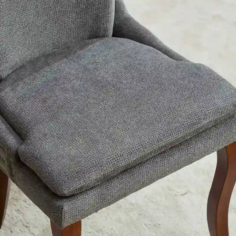 Ensemble de 2 chaises de salle à manger modernes, chaises de salle à manger rembourrées en chenille, chaises de détente d'appoint pour salon avec pieds incurvés en bois massif