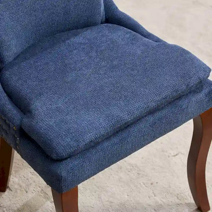 Ensemble de 2 chaises de salle à manger modernes, chaises de salle à manger rembourrées en chenille, chaises de détente d'appoint pour salon avec pieds incurvés en bois massif