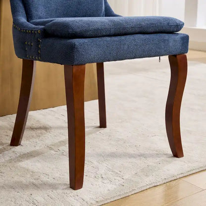 Ensemble de 2 chaises de salle à manger modernes, chaises de salle à manger rembourrées en chenille, chaises de détente d'appoint pour salon avec pieds incurvés en bois massif