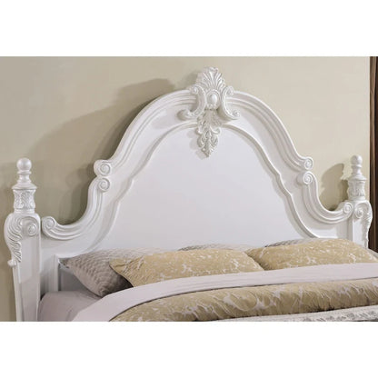 Lit à baldaquin traditionnel Eugene en bois massif cerisier foncé avec détails sculptés, de la marque Furniture of America