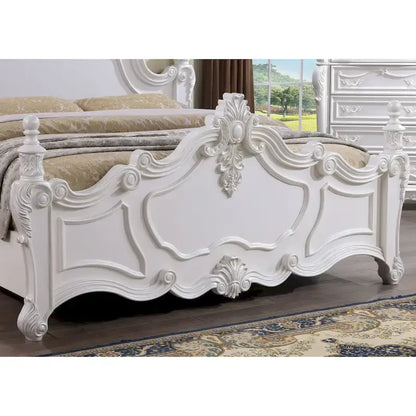 Lit à baldaquin traditionnel Eugene en bois massif cerisier foncé avec détails sculptés, de la marque Furniture of America