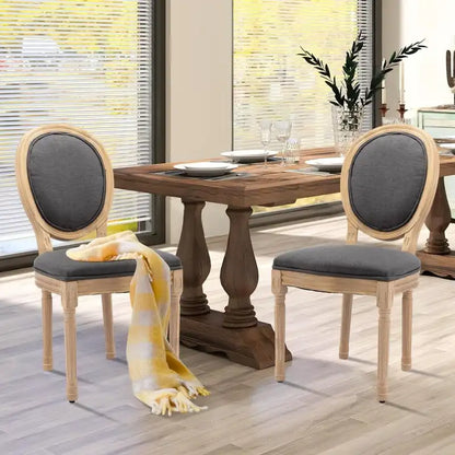 Chaise de salle à manger de style français, en bois massif avec garniture cloutée, lot de 2