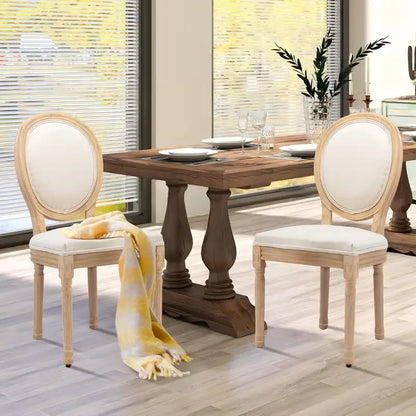 Chaise de salle à manger de style français, en bois massif avec garniture cloutée, lot de 2