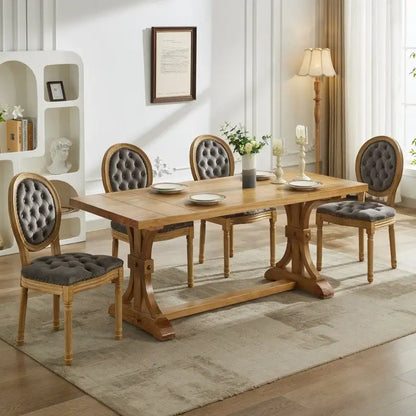 Chaise de salle à manger de style français, en bois massif avec garniture cloutée, lot de 2