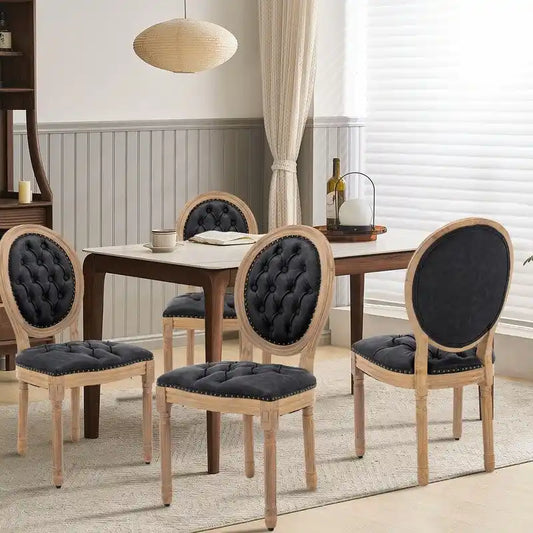 Chaise de salle à manger de style français, en bois massif avec garniture cloutée, lot de 2