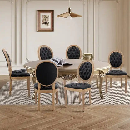 Chaise de salle à manger de style français, en bois massif avec garniture cloutée, lot de 2